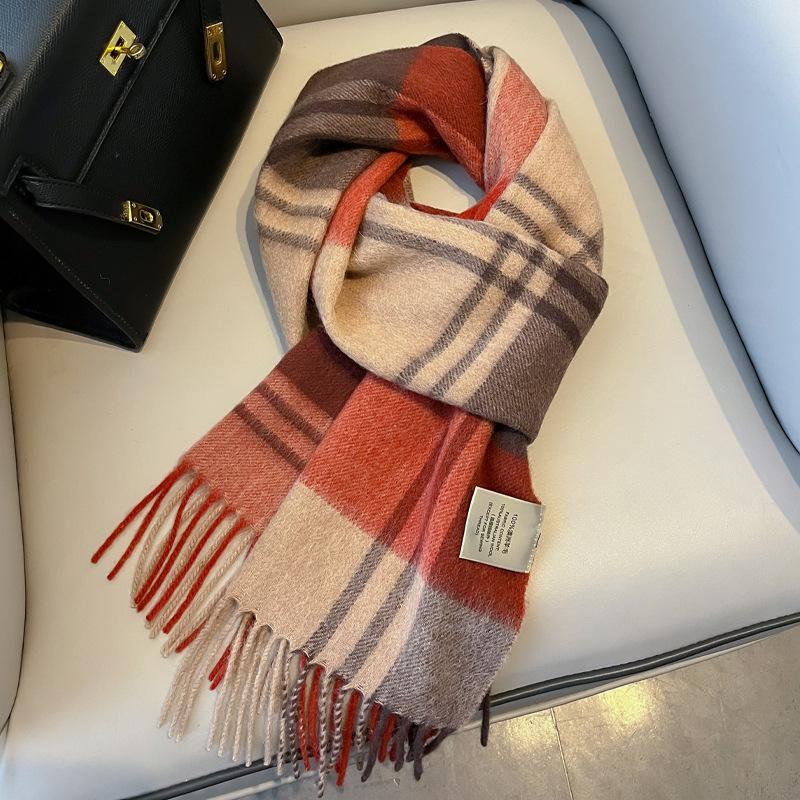 New Pure Wool Plaid Scarf British Men and Women Couples Winter Warm Double-sided Fringed High-end Scarf