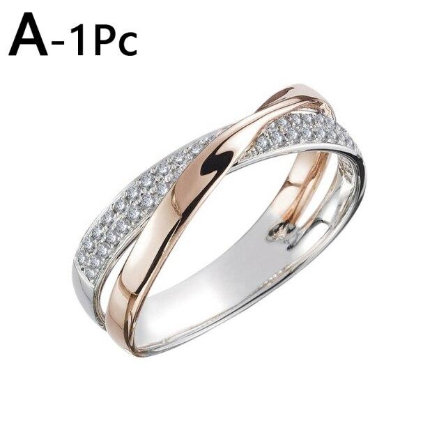 Модные классические обручальные кольца для женщин, модное двухцветное кольцо с крестом в форме буквы X, ослепительное кольцо с фианитами, женское обручальное ювелирное изделие, подарки