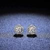 100% стерлингового серебра 925 пробы с настоящим 0,5 каратным муассанитом и 1 каратными серьгами-гвоздиками для женщин, сверкающие ювелирные украшения для свадебной вечеринки