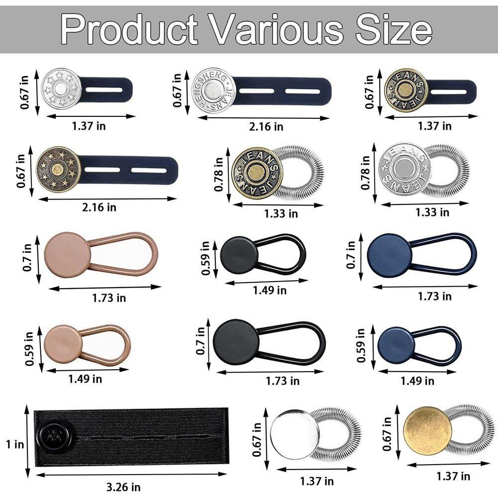 Button Extenders for Jeans 6 Sizes Pants Button Waistband Extender