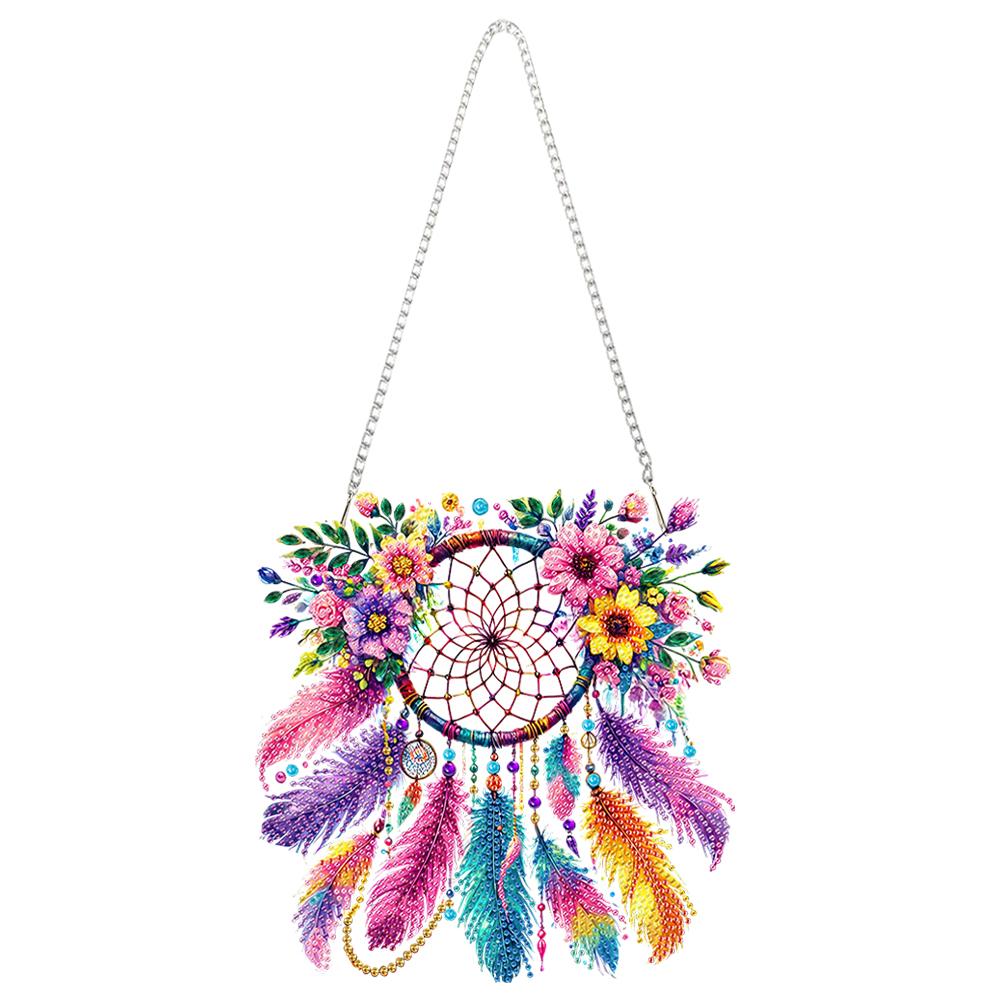 Acrylic Special Shape Flowers Light 5D DIY Diamond Painting Dots Pendant Rhinestone Diamond Art Pendants for Garden Window Decor