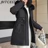BITCED Winter Parka - Women's Relaxed-Fit Mid-Length Cotton Coat with Large Fur Collar