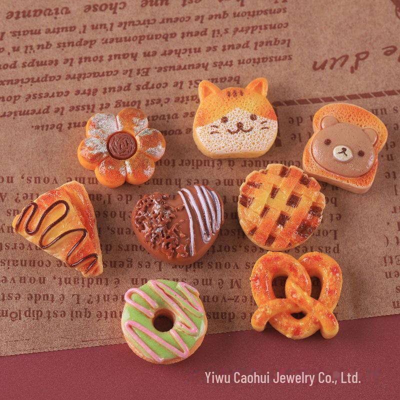Имитация еды: Аксессуары из смолы для украшений в виде хлеба, торта, котенка, медведя, тоста и пончика
