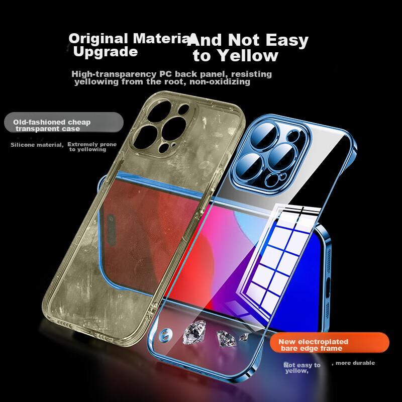 IPhone 15 Case, Electroplated Borderless Transparent Heat Dissipation Luxury High-Definition Shockproof Simple Design, Distant Mountain Blue