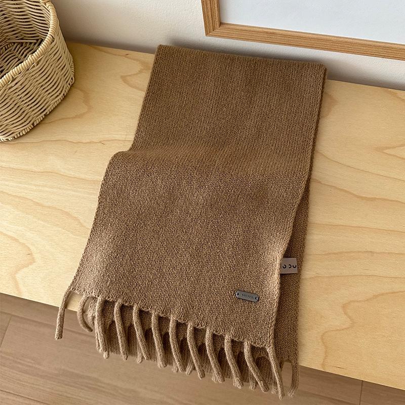 Scarf Women's High-end Tassel Warm Short Pure Wool Small Scarf Men
