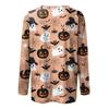 Women's Fashion Casual Long Sleeve Striped Halloween Printed Round Neck Top