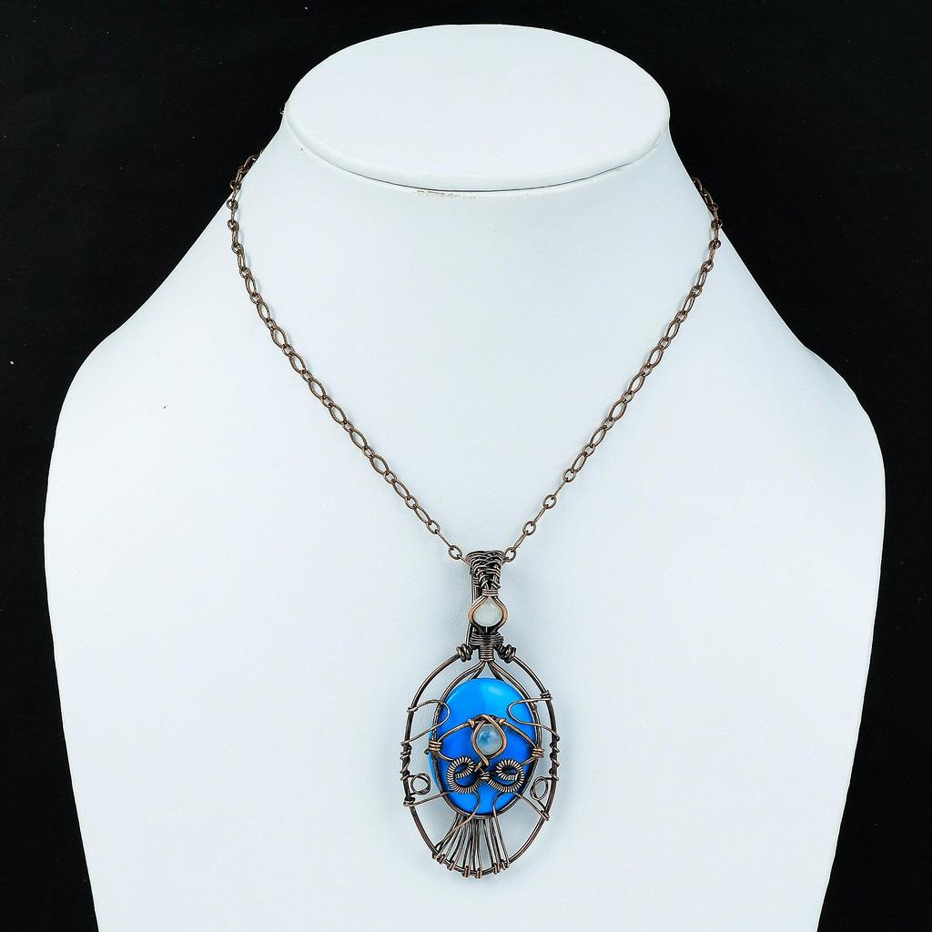 Дурной глаз Спящая красавица бирюзовый кулон медная проволока обернутый кулон радуга лунный камень кулон драгоценный камень ручная работа медные украшения для подарков