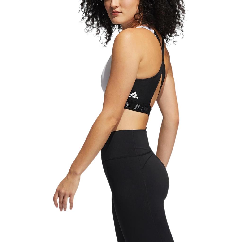 Adidas Logo Letter Print Striped Sports Tank Top Women Tops White GL0585