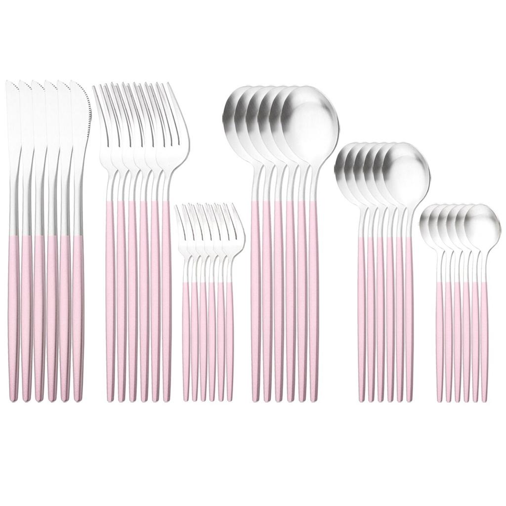 36 шт. Золотая посуда из нержавеющей стали, посуда, набор столовых приборов в западном стиле, ножи, вилка для торта, чайная ложка, столовые приборы, кухонное серебро