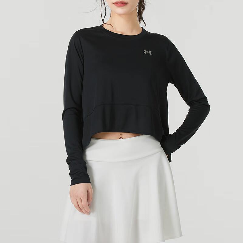 Under Armour Мягкая и удобная дышащая укороченная футболка с длинным рукавом Женские топы Черный 1387252-001