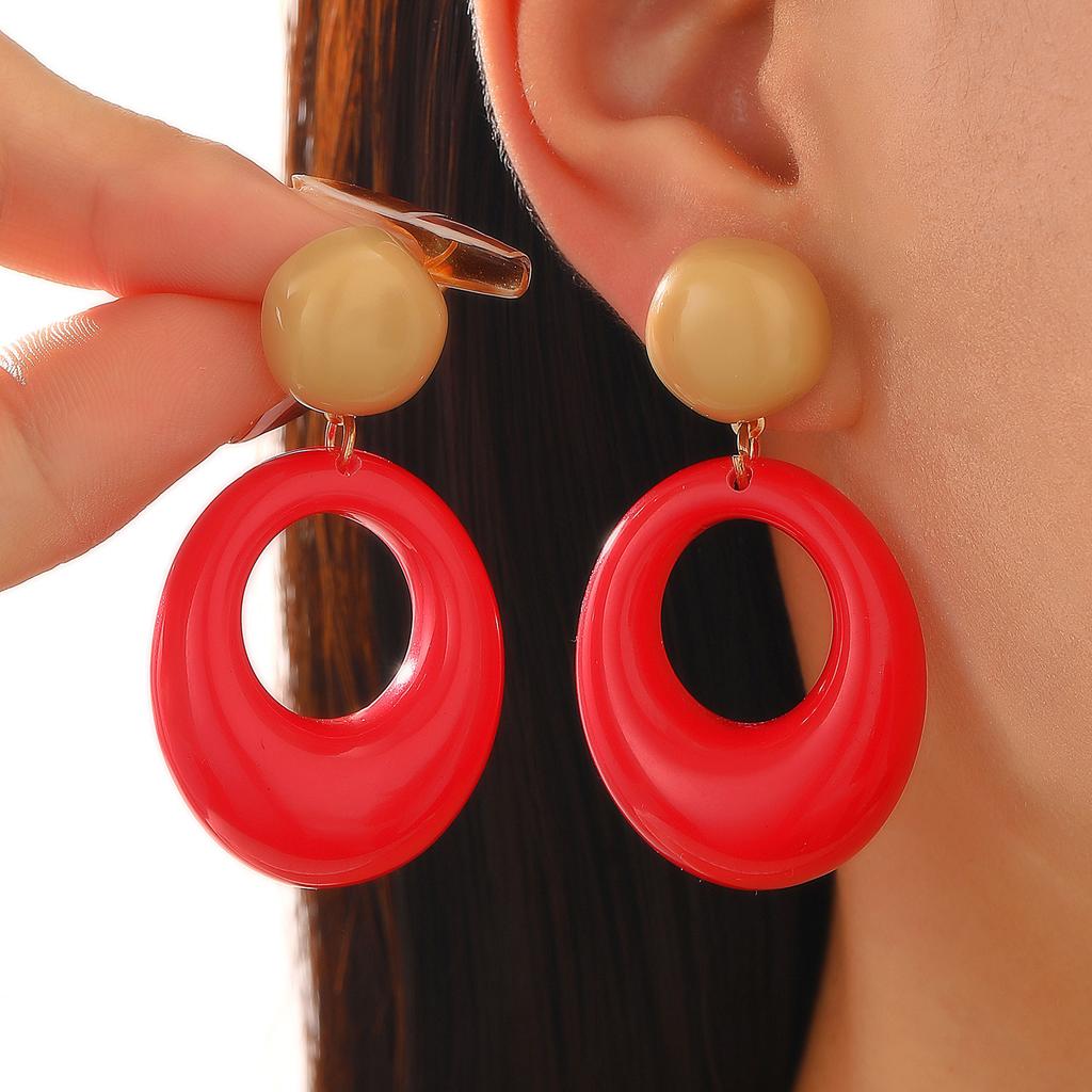 Осенне-зимние темпераментные серьги для женщин, ретро, контрастного цвета, большие акриловые серьги-подвески в виде круга, новый трендовый циркон