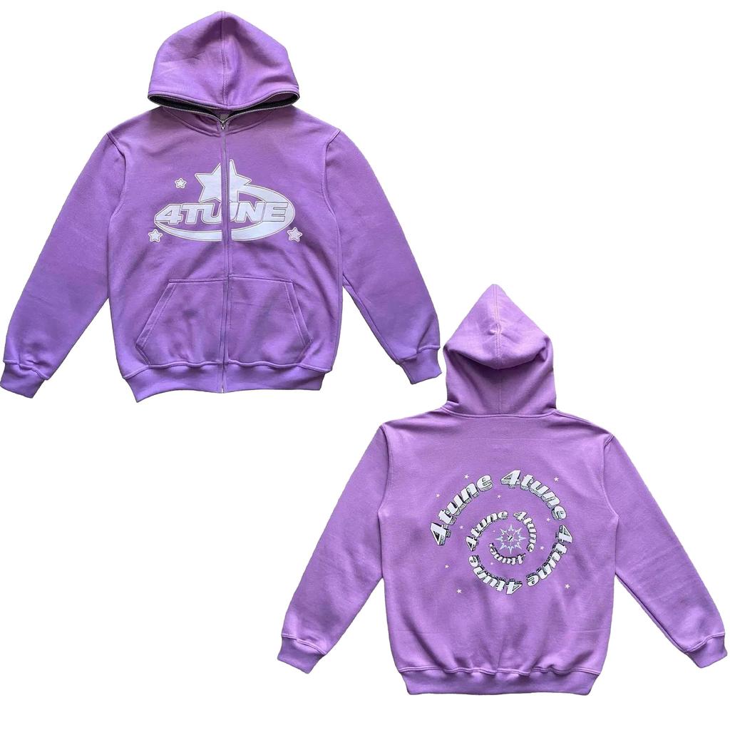 Harajuku y2k sweater long-sleeved oversized American street hip-hop clothing loose men's and women's cardigan sweater 4tune jacket