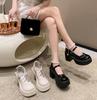 Fashion Fashion Chunky Platform High Heels Women's Shoes Loafers 2024Autumn Height Increasing Mary Jane Shoes Lolita Uniform Leather Sho