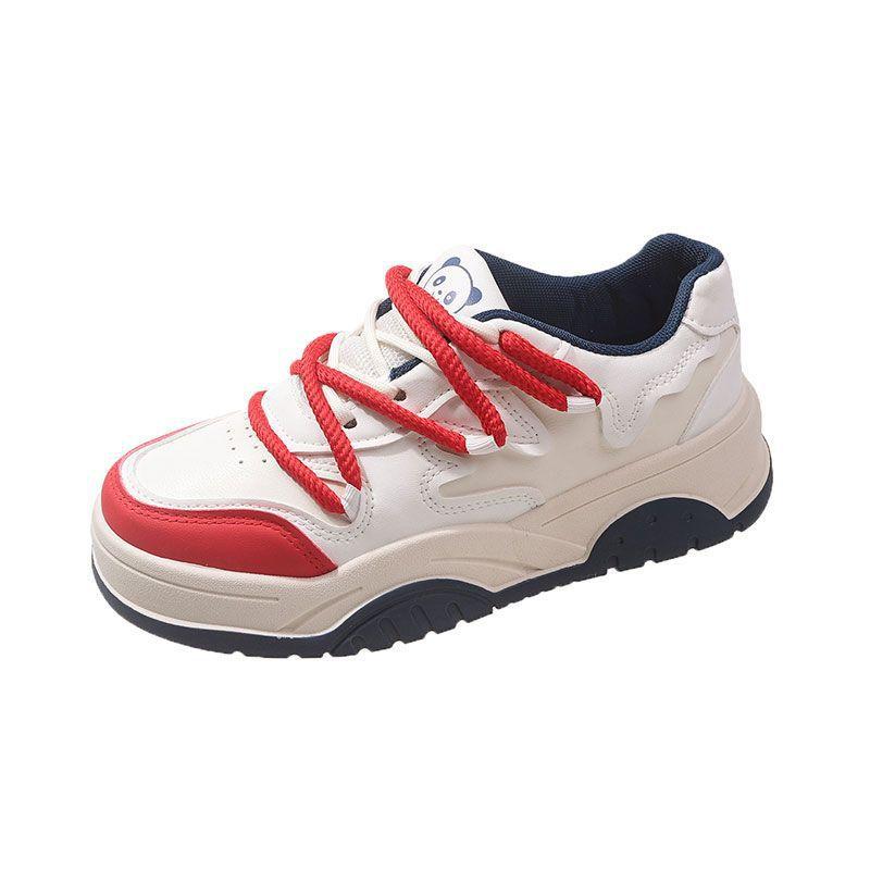 Платформенные белые женские туфли 2025 новые с увеличением роста универсальные повседневные кеды нишевые ретро контрастные спортивные туфли-хлебцы тренд