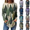 Women's Loose Round Neck Christmas  Printed Long Sleeved T Shirt Top Pullover Long Sleeved Sweatshirt