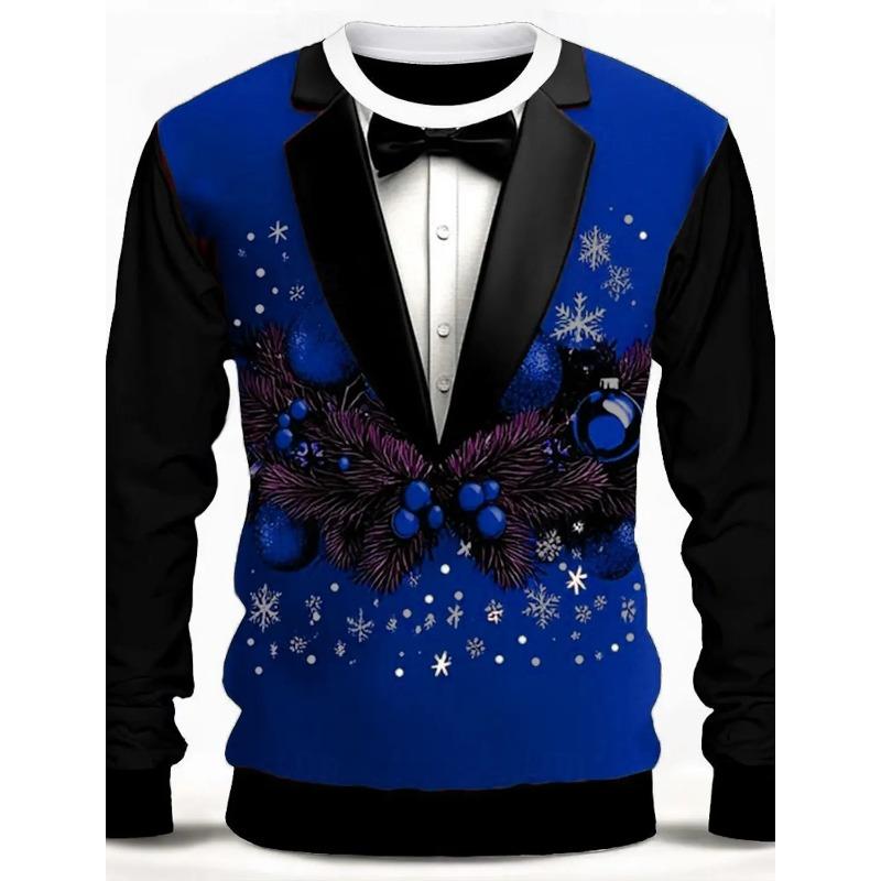 Летний топ с круглым вырезом и 3D-принтом на рождественскую тематику с галстуком-бабочкой, модные повседневные футболки с короткими рукавами для мужчин