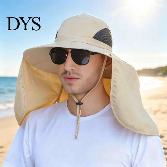 Versatile Sun Hat for Camping with Neck Flap, Breathable Wide Brim Fishing Hat, Summer Comfortable Cotton UV Protection Men Women Hiking Mountain