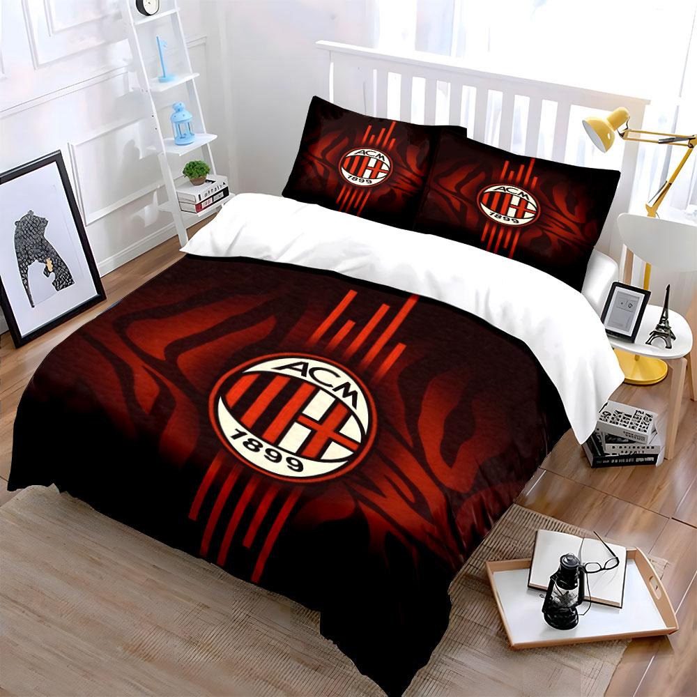 AC Milan logo, stripes. Bedding sets Duvet cover sets Duvet covers Pillowcases(1*Duvet Cover 2*Pillowcases without duvet insert)