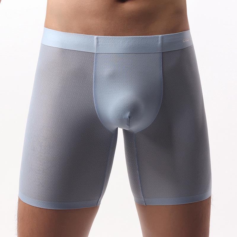 Мужские бесшовные боксеры из ледяного шелка против натирания - Дышащие, антибактериальные, удлиненные, для бега и фитнеса