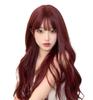 Akixen Wig Long Curly Red Wig Rose Red Harajuku Style Small Face Heat Resistant Cosplay Hairnet Fashion Event Halloween Disguise Costume Festival