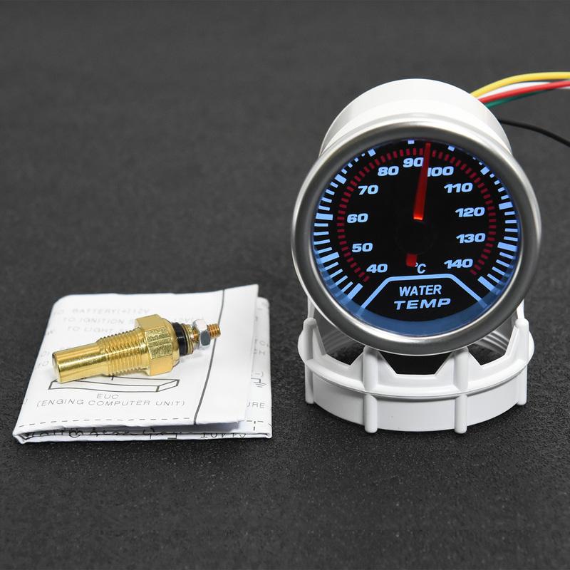 2" 52mm Universal Water Temp Gauge With Temperature sensor 40-140Celsius Car Temperature Meter Water Temp Joint Pipe Adapter 12V
