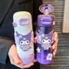 Термобутылка Sanrio с трубочкой 530 мл, милая кружка Kuromi, термос из нержавеющей стали 316, портативный стакан, вакуумная колба