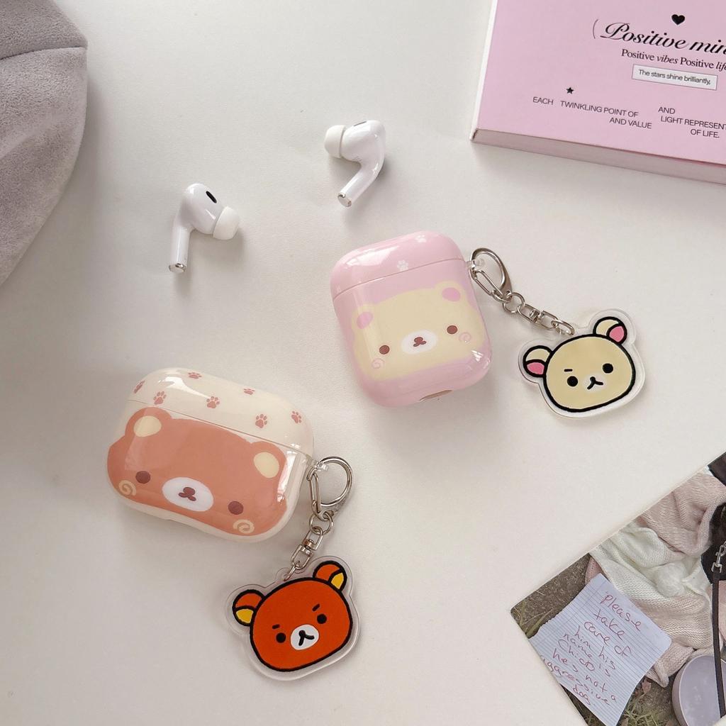 Большое лицо легкий медведь наносит защитный чехол для AirPods 1 яблоко 1/1 поколение AirPods pro1 чехол для наушников милый