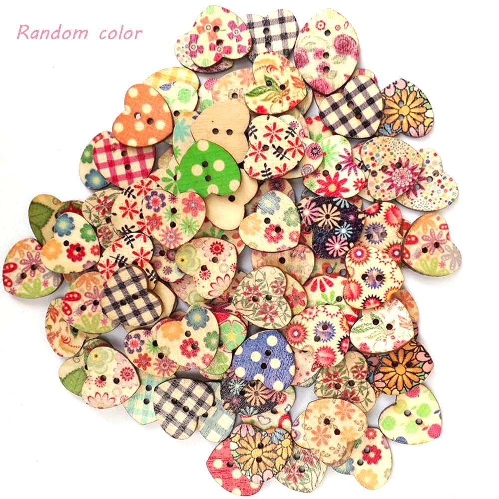 Crafts Arts Scrapbooking Decoration Apparel Sewing Wood Button Sewing Buttons Heart Shape Button