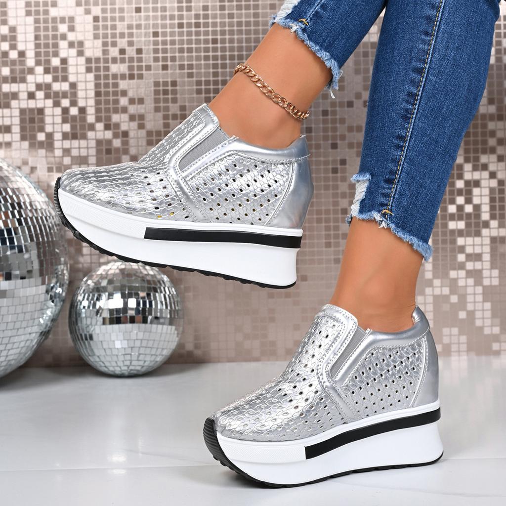 Модная обувь больших размеров для женщин 35-42 Осенняя мода Платформа Танкетка Слипоны Повседневная обувь Zapatos De Mujer Балетки Женская обувь