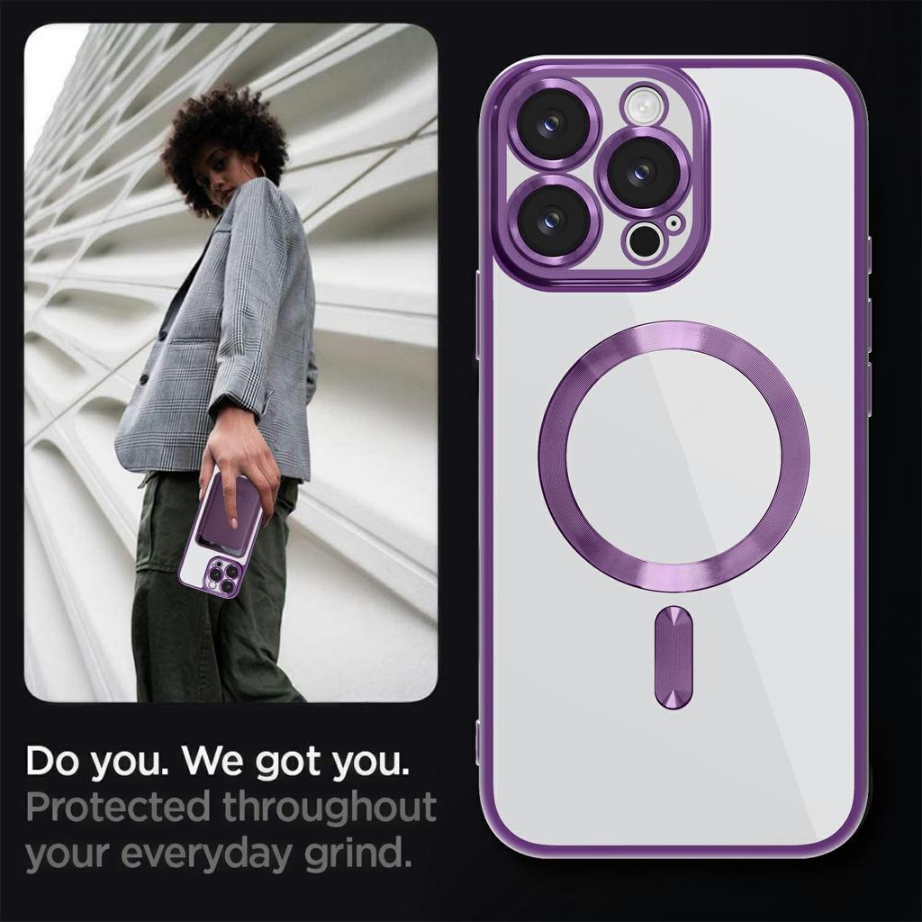 Для iPhone 16 Pro Max Чехол Совместимый с MagSafe ТПУ+ПК Прозрачная Задняя Крышка