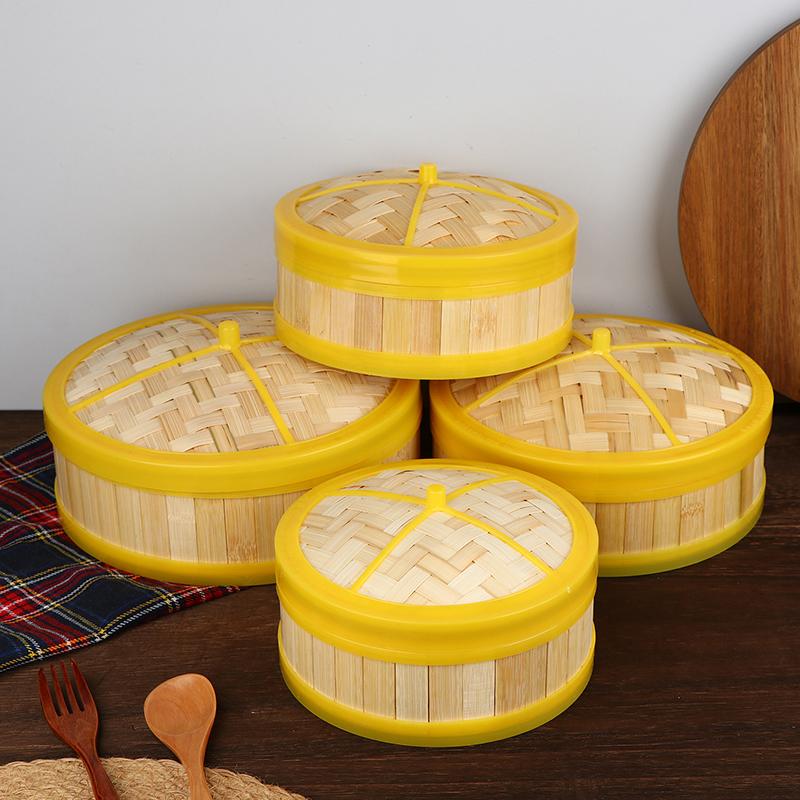 1 шт. 5-6,5 дюймов Готовьте липкий рис Приготовление китайской еды Ручная работа Пароварка-корзина с крышкой Бамбуковая кухонная посуда Пароварка для пельменей