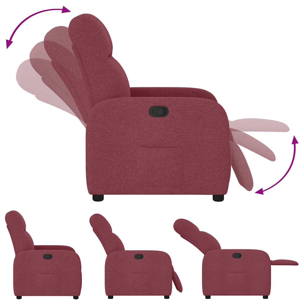 Recliner Chair Burgundy Fabric