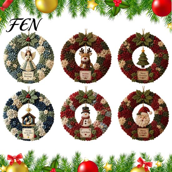 Xmas Party Poke Wreath DIY Christmas Art Kit, 3D Fabric Santa Snowman Elk Tree Set, Holiday Front Door Decor Crafts