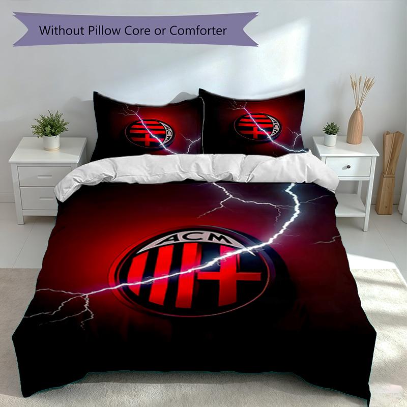 3pcs Football club logo Duvet Cover Set, Includes 1 Duvet Cover and 2 Pillowcases,Skin-Friendly&Comfortable Fabric,Suitable Bedding Sets