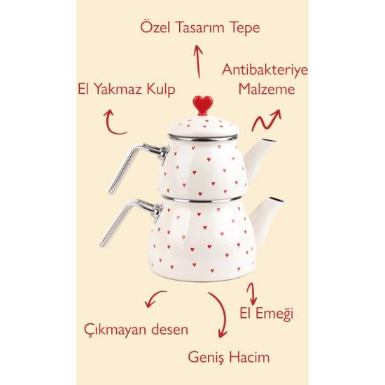 Набор эмалированных чайников с узором в форме сердечек Купидона (Особый Замак хохлатый)