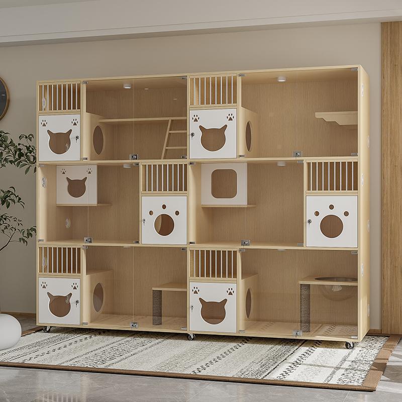 Luxurious Solid Wood Cat Cabinet and Bed Kennel Display