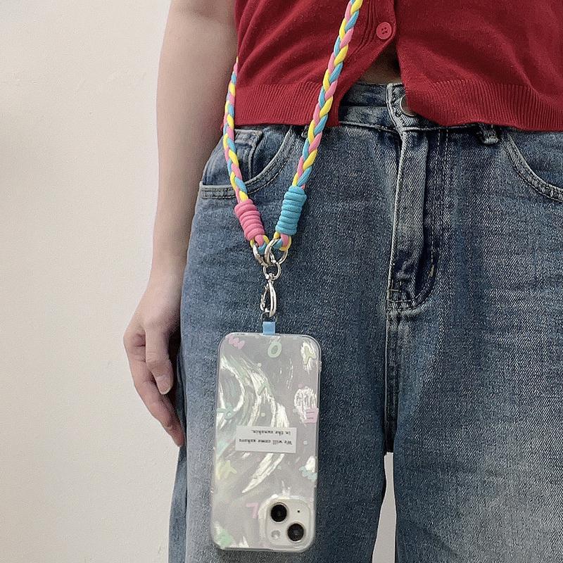 Цветной длинный ремешок для телефона через плечо, веревочная цепочка для iPhone, Samsung, Huawei, Xiaomi, брелок, универсальная подвеска для телефона и сумки