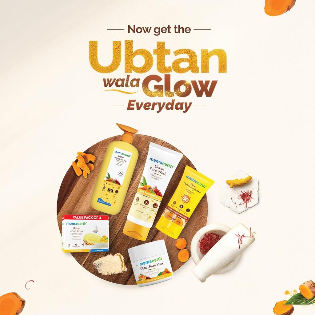 Mamaearth Убтан Пенка для умывания Куркума Шафран Для Сияющей Кожи Удаление Загара 100 мл SLS Парабенов Нет Все Типы Кожи
