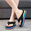 Модные классические женские сандалии Радужная подошва танкетка противоскользящие износостойкие повседневные пляжные туфли пенопластовая подошва роскошные легкие шлепанцы