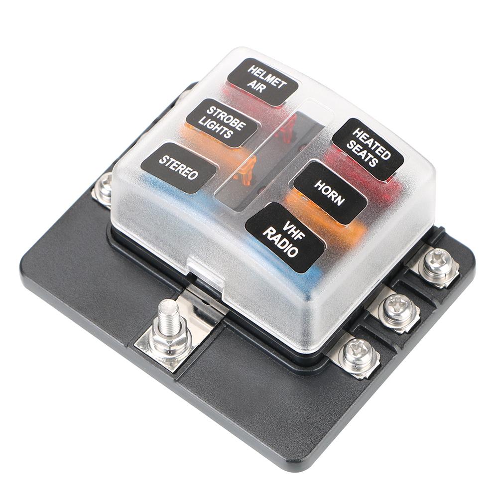 Fuse Box Holder 32V 100A For Auto Car Boat Marine Plastic Cover 6 Ways 12 Ways Blade Fuse Block M5 Stud With LED Indicator Light Fuse Holders1