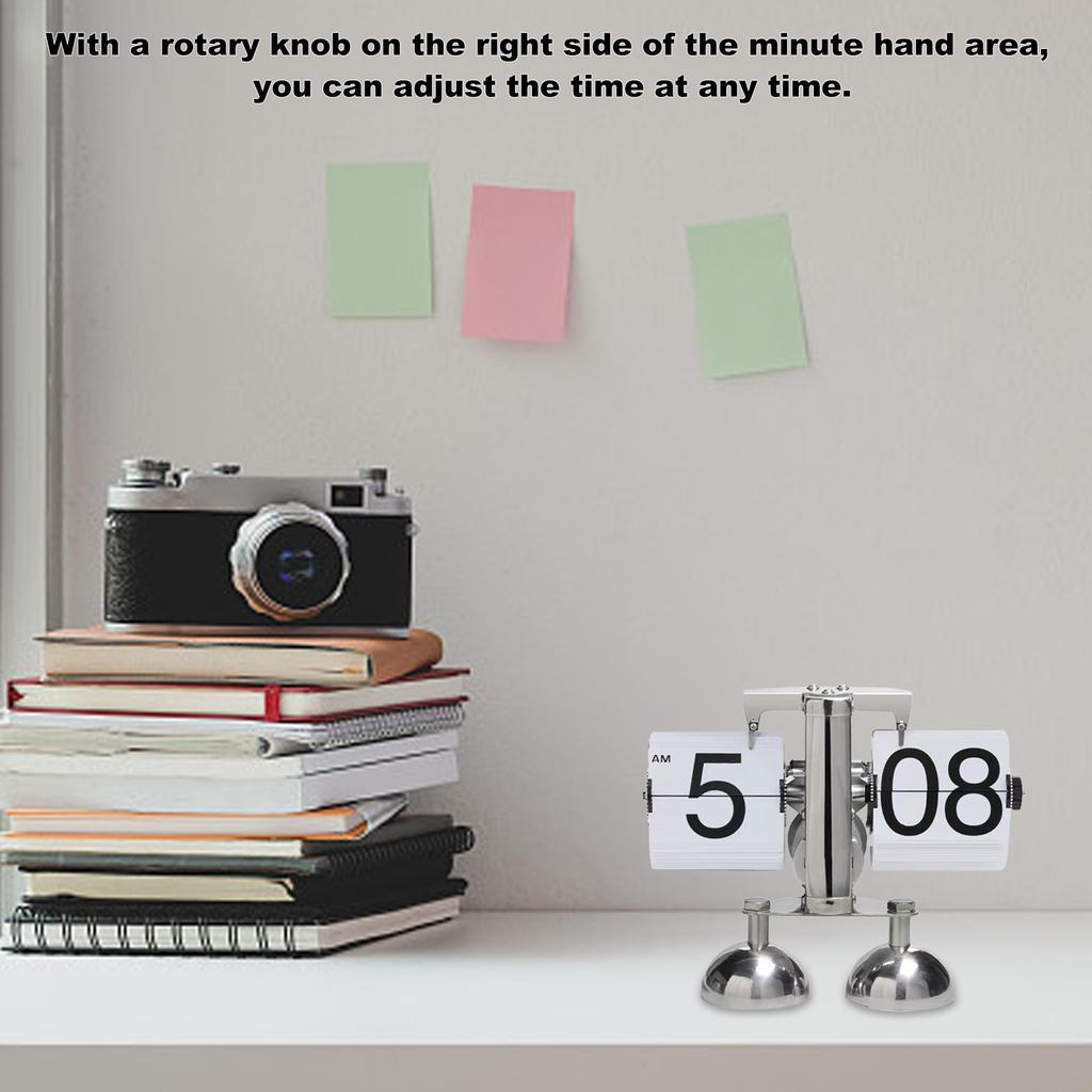 Автоматические часы с переворачиванием страниц, нержавеющая сталь, двойные ножки, маленькие весы, настольные часы с откидной крышкой, винтажные