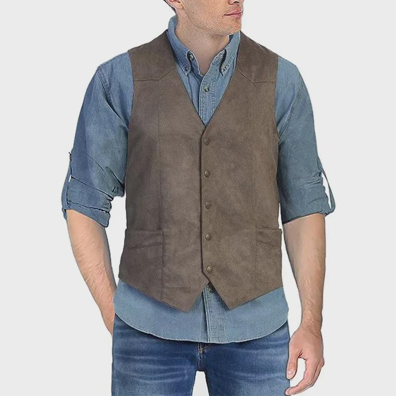 Men's Slim Fit Retro V-Neck Suit Vest for Casual & Formal Wear