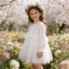 Girls' Dress Spring New Mid to Large Children's Solid Color Casual Skirt Spring and Autumn Splicing Mesh Princess Skirt