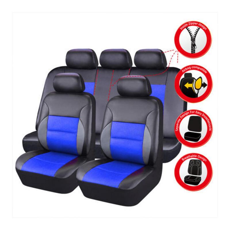 Комплект чехлов для автомобильных сидений, чехлы из искусственной кожи, совместимые с чехлами для подушек безопасности, для защиты автомобильных сидений и аксессуаров для салона автомобиля