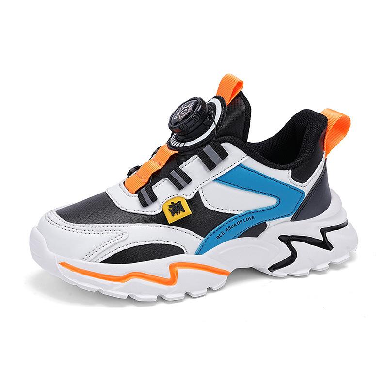Boys Shoes 2025 Spring Mesh Breathable New Middle-aged and Older Children's Sports Shoes Boys Rotating Buckle Classmate Tide