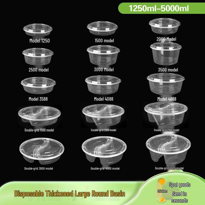 Disposable Round Plastic Food Container with Lid