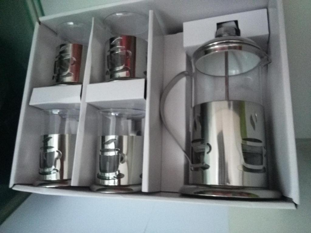 Heat-Resistant Glass Handle French Press Coffee Pot with Measuring Cup