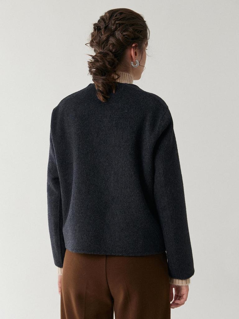 Women's High-End Wool Tweed Coat - Autumn/Winter 2025, Double-Faced and Loose Fit with a Round Neck In Little Fragrance Style