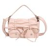 Elegant Bowknot Pu Leather Shoulder Bag for Women Versatile Crossbody Bags Satchel Handbag with Short Handle  Pink