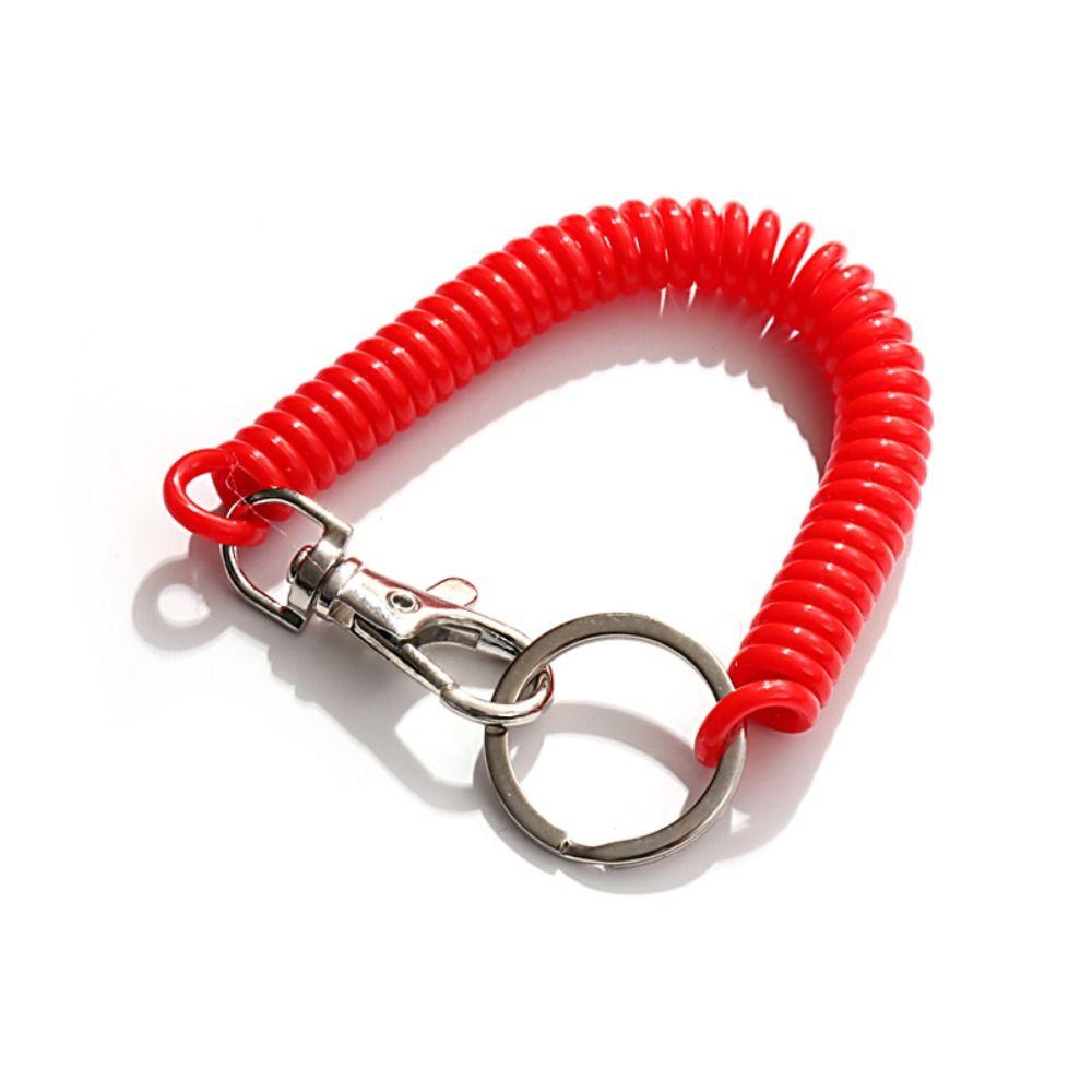 Keychain Lanyard Spiral Spring Coil Keyring Key Hooks Stretch Spring Coil Anti-lost Lobster Clasp